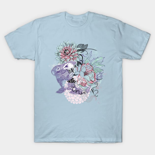 Floral Rabbit T-Shirt by annapaff